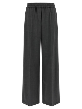Gray Virgin Wool Flared Pants