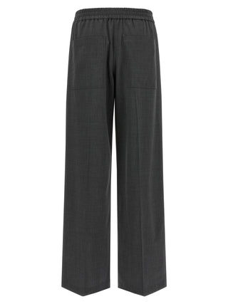 Gray Virgin Wool Flared Pants