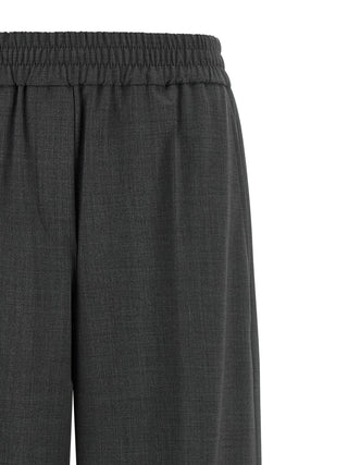 Gray Virgin Wool Flared Pants