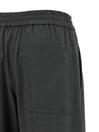Gray Virgin Wool Flared Pants