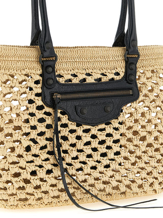 Beige Viscose Shoulder Bag