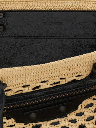 Beige Viscose Shoulder Bag
