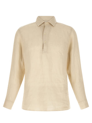Beige Linen Polo Shirt