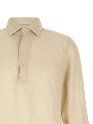 Beige Linen Polo Shirt