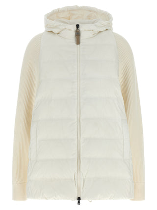 White Polyester Full-Length Jacket