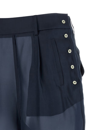Blue Silk Casual Pants