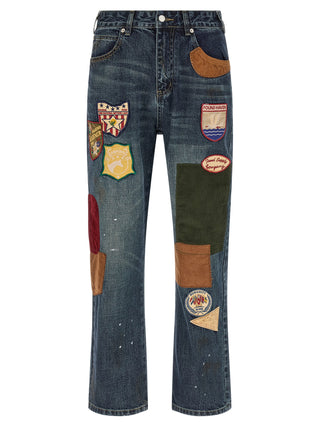 Jeans de pierna recta de algodón azul
