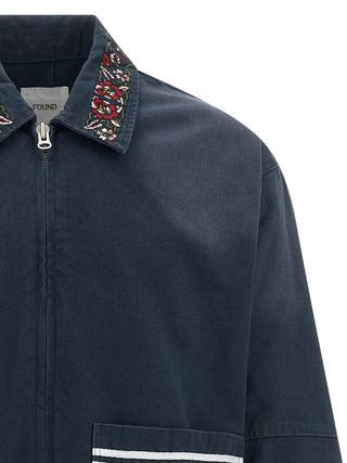 Blue Cotton Full-Length Jacket