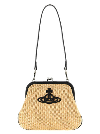 Beige Cotton Clutch Bag