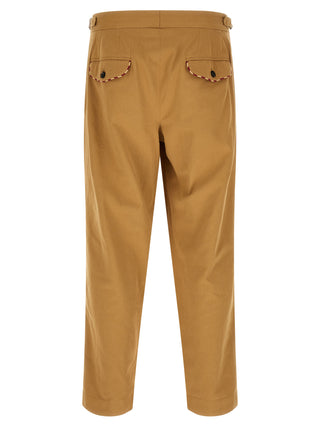 Beige Cotton Casual Pants