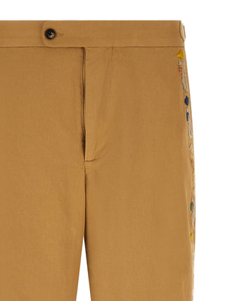 Beige Cotton Casual Pants
