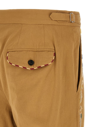 Beige Cotton Casual Pants