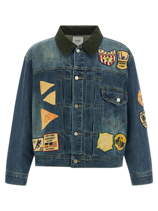 Chaqueta azul de mezclilla de algodón