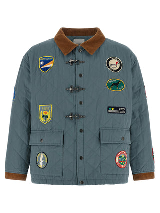 Blue Cotton Full-Length Jacket