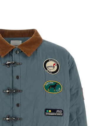 Blue Cotton Full-Length Jacket