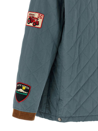 Blue Cotton Full-Length Jacket