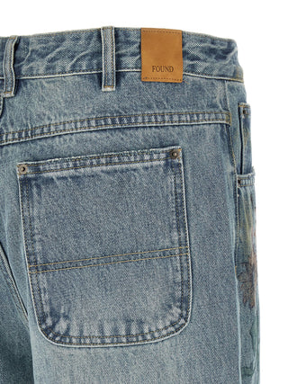 Blue Cotton Straight-Leg Jeans