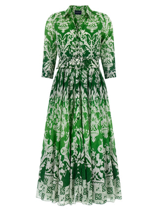Bicolor Cotton Midi Dress