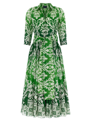 Bicolor Cotton Midi Dress