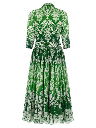 Bicolor Cotton Midi Dress