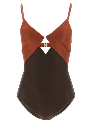 Brown Polyamide One-Piece Swimsuit