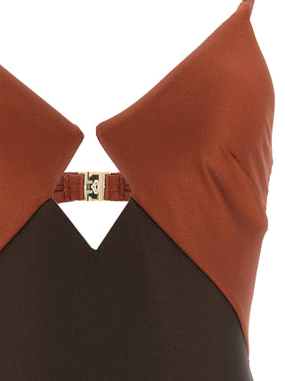 Brown Polyamide One-Piece Swimsuit
