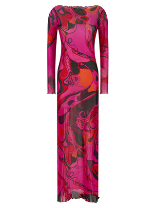 Fuchsia Polyamide Long Dress