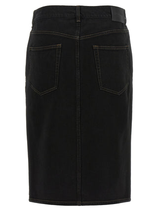 Black Cotton Midi Skirt