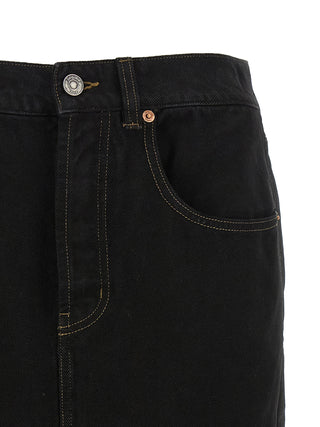 Black Cotton Midi Skirt
