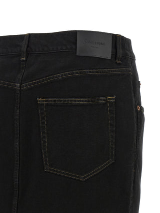 Black Cotton Midi Skirt