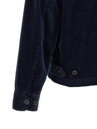 Blue Cotton Full-Length Jacket