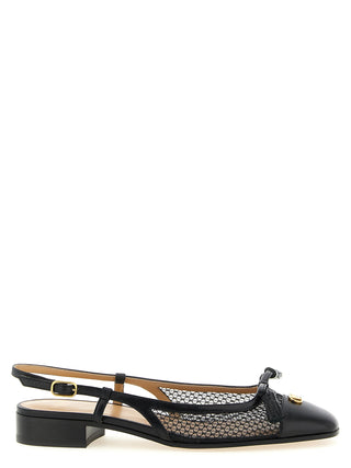 Black Leather Ballet Flats
