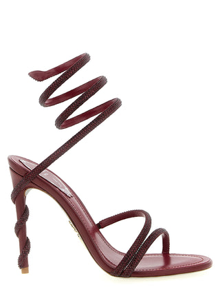 Sandalias de tacón stiletto burdeos de viscosa