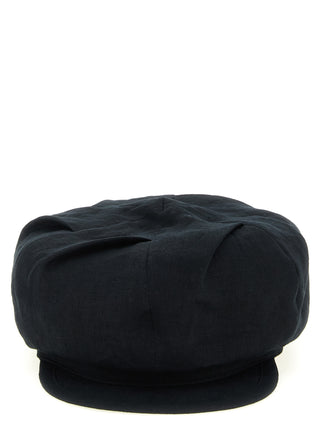 Black Linen Fatcap Hat