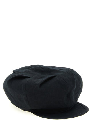 Black Linen Fatcap Hat