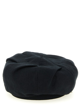 Black Linen Fatcap Hat
