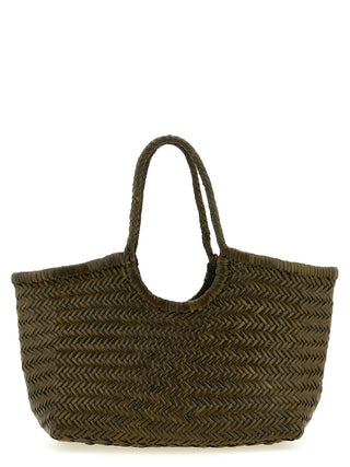Bolso de hombro bicolor de piel de becerro