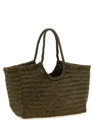 Bolso de hombro bicolor de piel de becerro