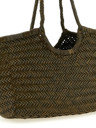 Bolso de hombro bicolor de piel de becerro