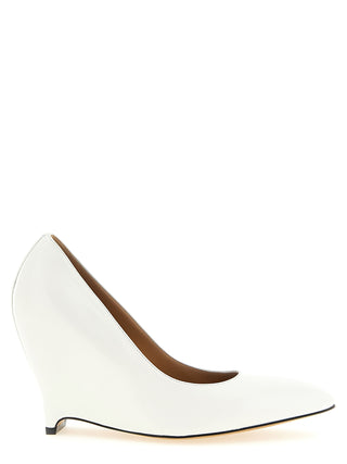 White Lambskin High Heel Pumps