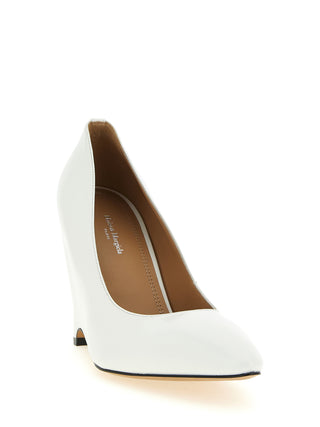 White Lambskin High Heel Pumps
