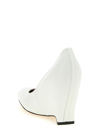 White Lambskin High Heel Pumps