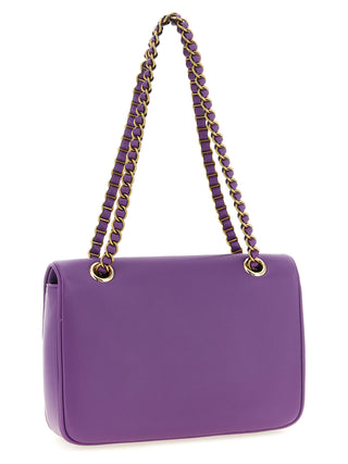 Bolso de hombro morado de piel de cordero