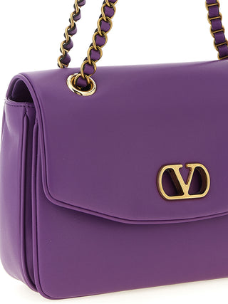 Bolso de hombro morado de piel de cordero