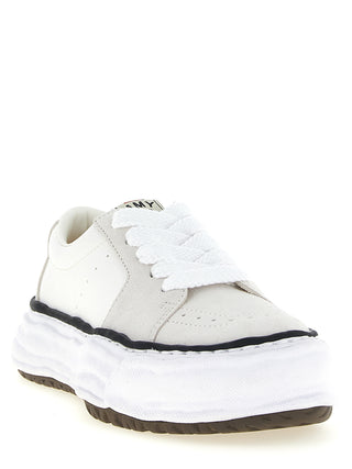 White Cowhide Platform Sneakers