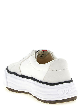 White Cowhide Platform Sneakers