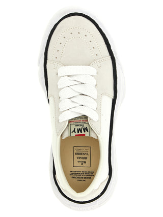 White Cowhide Platform Sneakers