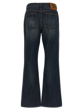 Blue Cotton Flared Jeans