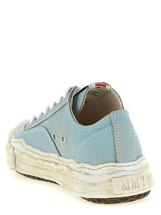 Zapatillas bajas de piel de vaca azul