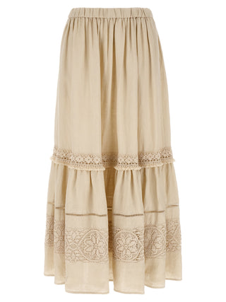 Beige Linen Mini Skirt